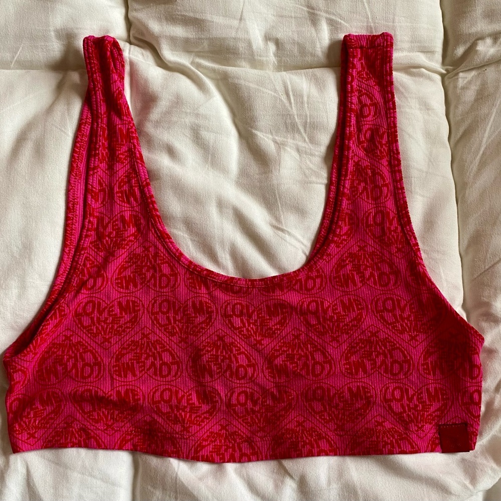 Love me like a savage hot pink bralette with hearts